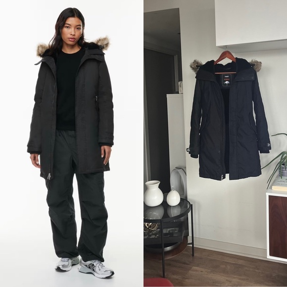 Aritzia Tna Avoriaz black winter coat cozy warm Parka Sz XXS - Picture 4 of 15